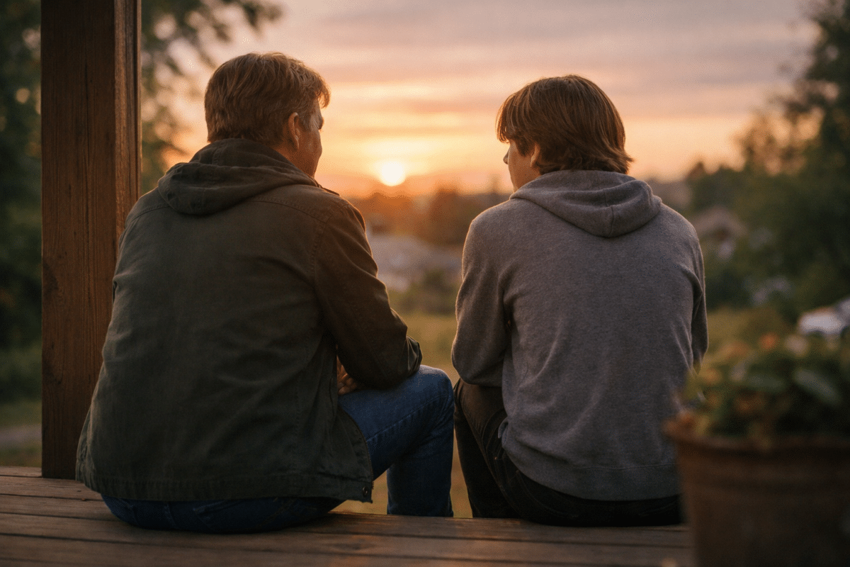 Two people watching a sunset together.